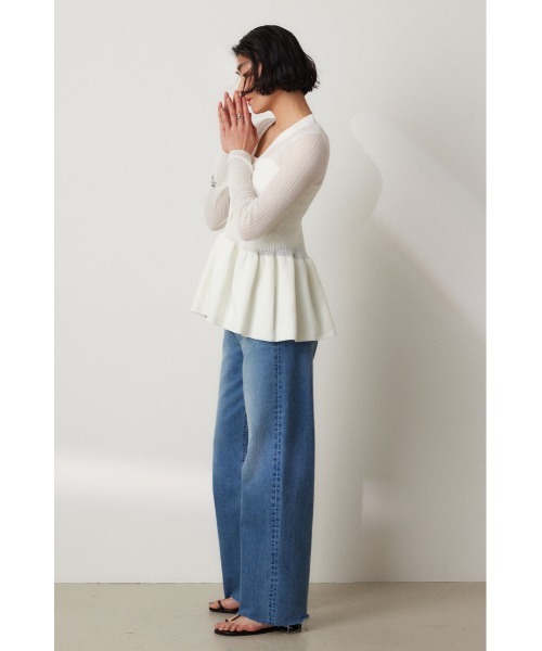 crie conforto（クリーコンフォルト）の「シアードッキングペプラムカーディガン（カーディガン/ボレロ・レディース・ブラック/ネイビー/ホワイト・FREE）」の22枚目の写真