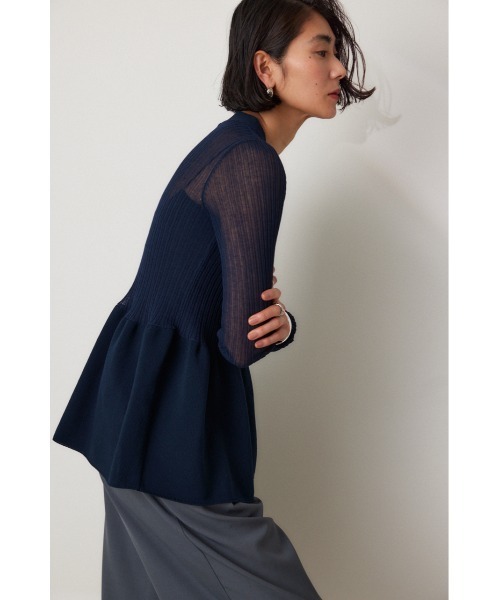 crie conforto（クリーコンフォルト）の「シアードッキングペプラムカーディガン（カーディガン/ボレロ・レディース・ブラック/ネイビー/ホワイト・FREE）」の10枚目の写真