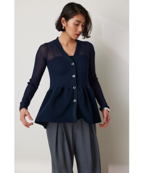 crie conforto（クリーコンフォルト）の「シアードッキングペプラムカーディガン（カーディガン/ボレロ・レディース・ブラック/ネイビー/ホワイト・FREE）」の11枚目の写真