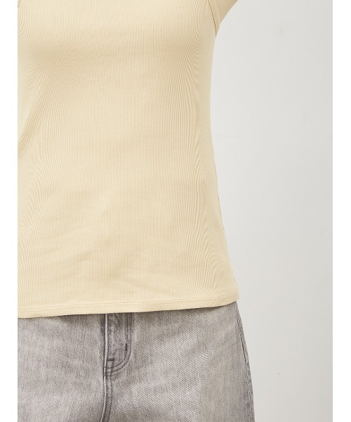 Mila Owen（ミラオーウェン）の「テレコロンTキャミレイヤードトップス【手洗い可能】（Tシャツ/カットソー・レディース・イエロー/ホワイト/チャコールグレー・0/1）」の9枚目の写真