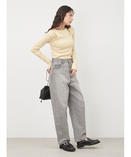 Mila Owen（ミラオーウェン）の「テレコロンTキャミレイヤードトップス【手洗い可能】（Tシャツ/カットソー・レディース・イエロー/ホワイト/チャコールグレー・0/1）」の12枚目の写真