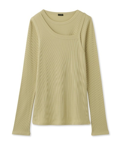 Mila Owen（ミラオーウェン）の「テレコロンTキャミレイヤードトップス【手洗い可能】（Tシャツ/カットソー・レディース・イエロー/ホワイト/チャコールグレー・0/1）」の13枚目の写真