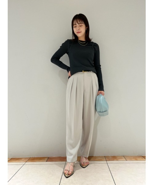 Mila Owen（ミラオーウェン）の「テレコロンTキャミレイヤードトップス【手洗い可能】（Tシャツ/カットソー・レディース・イエロー/ホワイト/チャコールグレー・0/1）」の18枚目の写真