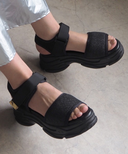 minia(ミニア)の「ラメスポサン(サンダル・レディース・ブラック系1/シルバー系1/ゴールド系1・LL/S/M/L)」の10枚目の写真
