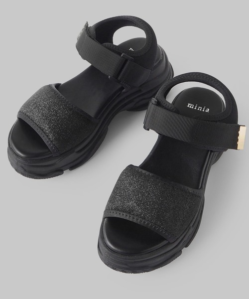 minia(ミニア)の「ラメスポサン(サンダル・レディース・ブラック系1/シルバー系1/ゴールド系1・LL/S/M/L)」の4枚目の写真