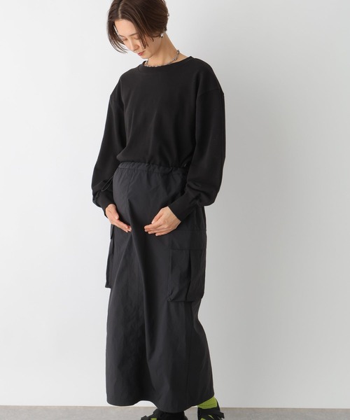 【産前・産後対応】マタニティ／シャーリングVワンピース　レプシィム LEPSIM｜【産前・産後対応】マタニティ/シャーリングVワンピース