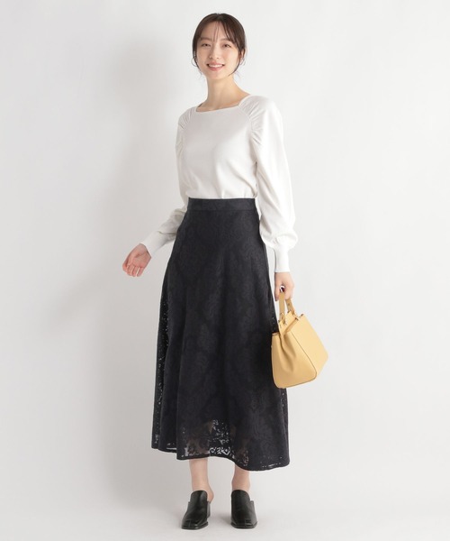 Andemiu（アンデミュウ）の「レースナロースカート112589（スカート・レディース・ブラック/グリーン/アイボリー・MEDIUM/SMALL）」の6枚目の写真