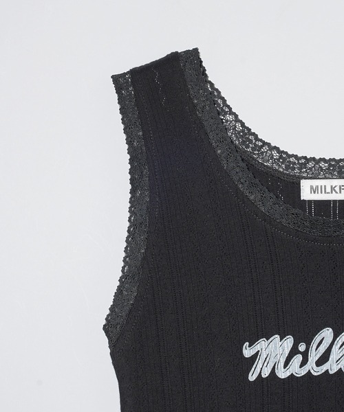 MILKFED.（ミルクフェド）の「LACE TANK TOP（タンクトップ・レディース・オフホワイト/ライトパープル/ブラック・ONE SIZE）」の8枚目の写真
