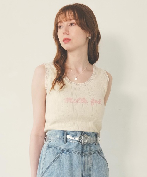 MILKFED.（ミルクフェド）の「LACE TANK TOP（タンクトップ・レディース・オフホワイト/ライトパープル/ブラック・ONE SIZE）」の12枚目の写真