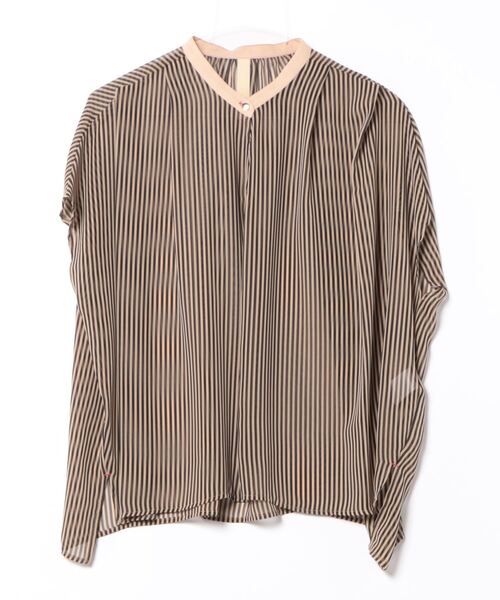 Q（キュー）の「シアーストライプスキッパーブラウス（シャツ/ブラウス・レディース・ブラック系その他/オレンジ系/ネイビー系・MEDIUM）」の22枚目の写真