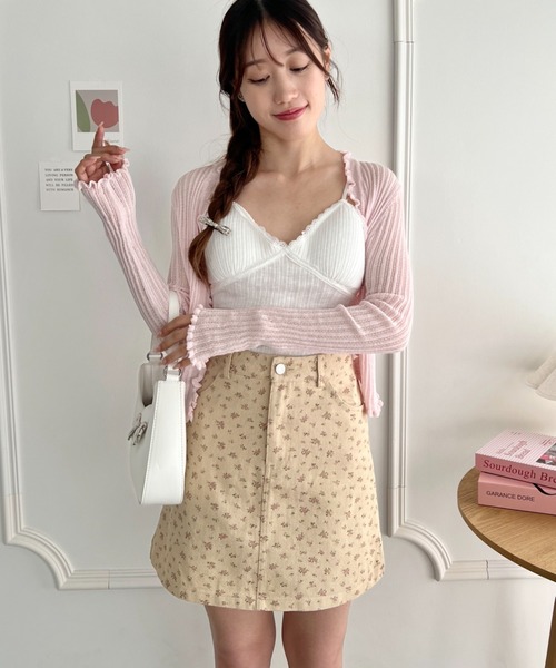 Loueme（ルエム）の「フラワーデニムミニスカパン（スカート・レディース・ホワイト/ベージュ/ブラック・M）」の7枚目の写真