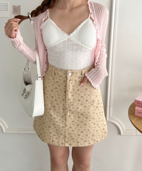 Loueme（ルエム）の「フラワーデニムミニスカパン（スカート・レディース・ホワイト/ベージュ/ブラック・M）」の11枚目の写真