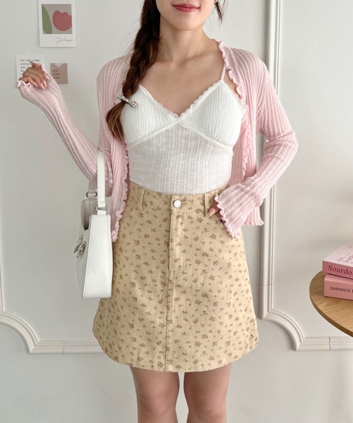 Loueme（ルエム）の「フラワーデニムミニスカパン（スカート・レディース・ホワイト/ベージュ/ブラック・M）」の10枚目の写真