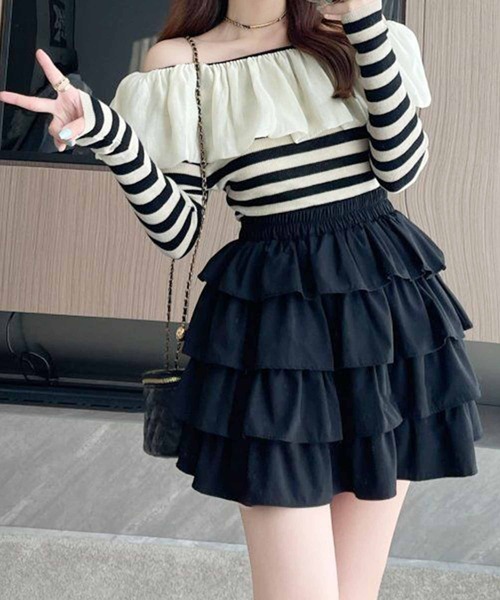 frunco(フランコ)の「ティアードミニスカート(スカート・レディース・ブラック/ホワイト・MEDIUM)」の12枚目の写真