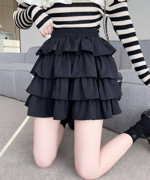 frunco(フランコ)の「ティアードミニスカート(スカート・レディース・ブラック/ホワイト・MEDIUM)」の9枚目の写真