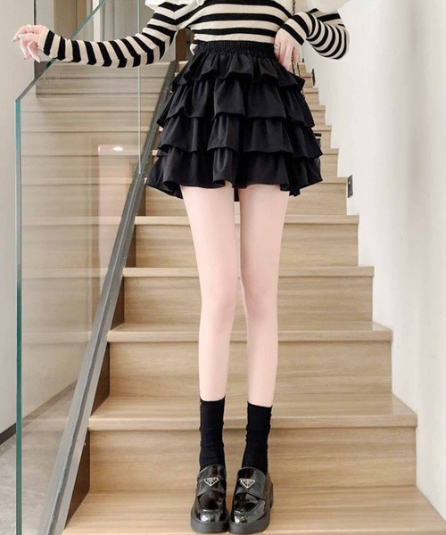 frunco(フランコ)の「ティアードミニスカート(スカート・レディース・ブラック/ホワイト・MEDIUM)」の7枚目の写真