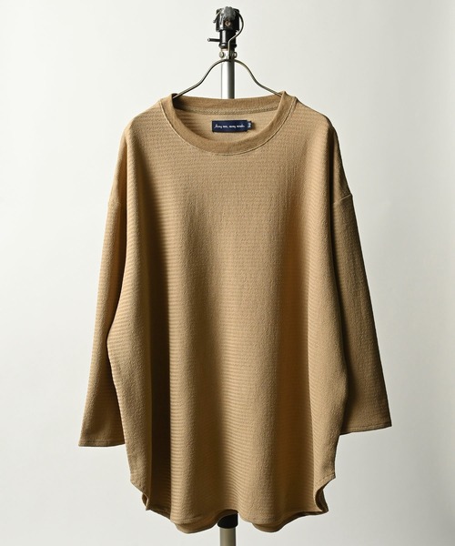 many men many mind（メニーメンメニーマインド）の「many men many mind /膨れJQDルーズシルエット ハンパ袖クルー（Tシャツ/カットソー・メンズ・ブラック/ホワイト/グリーン/ベージュ・MEDIUM/LARGE/X-LARGE）」の3枚目の写真