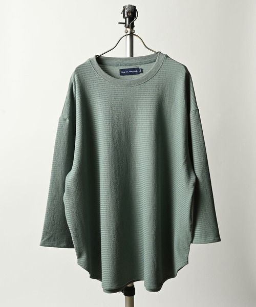 many men many mind（メニーメンメニーマインド）の「many men many mind /膨れJQDルーズシルエット ハンパ袖クルー（Tシャツ/カットソー・メンズ・ブラック/ホワイト/グリーン/ベージュ・MEDIUM/LARGE/X-LARGE）」の4枚目の写真