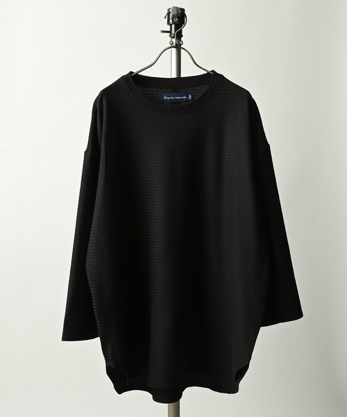 many men many mind（メニーメンメニーマインド）の「many men many mind /膨れJQDルーズシルエット ハンパ袖クルー（Tシャツ/カットソー・メンズ・ブラック/ホワイト/グリーン/ベージュ・MEDIUM/LARGE/X-LARGE）」の2枚目の写真