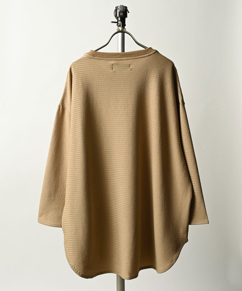 many men many mind（メニーメンメニーマインド）の「many men many mind /膨れJQDルーズシルエット ハンパ袖クルー（Tシャツ/カットソー・メンズ・ブラック/ホワイト/グリーン/ベージュ・MEDIUM/LARGE/X-LARGE）」の5枚目の写真