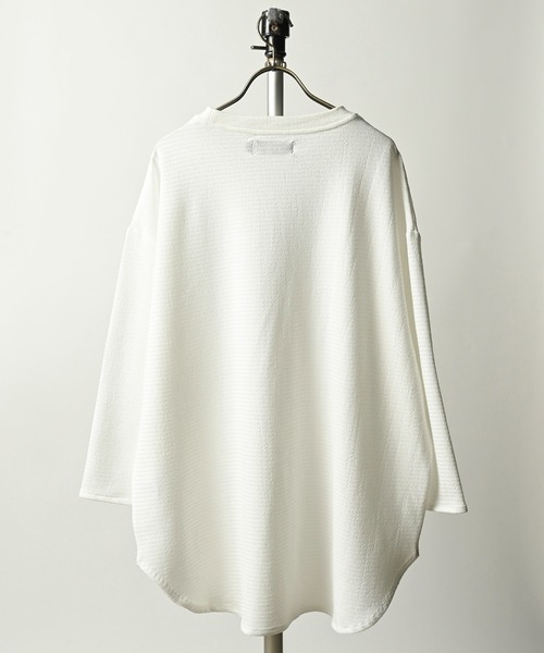 many men many mind（メニーメンメニーマインド）の「many men many mind /膨れJQDルーズシルエット ハンパ袖クルー（Tシャツ/カットソー・メンズ・ブラック/ホワイト/グリーン/ベージュ・MEDIUM/LARGE/X-LARGE）」の9枚目の写真