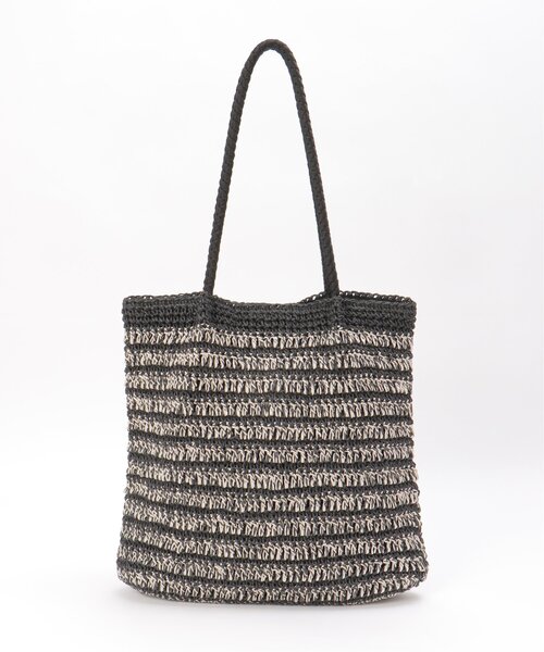 ikka（イッカ）の「雑材つまみ縦長トートバッグ（かごバッグ・レディース・ブラック/オフホワイト/グリーン/ブラウン・FREE）」の7枚目の写真