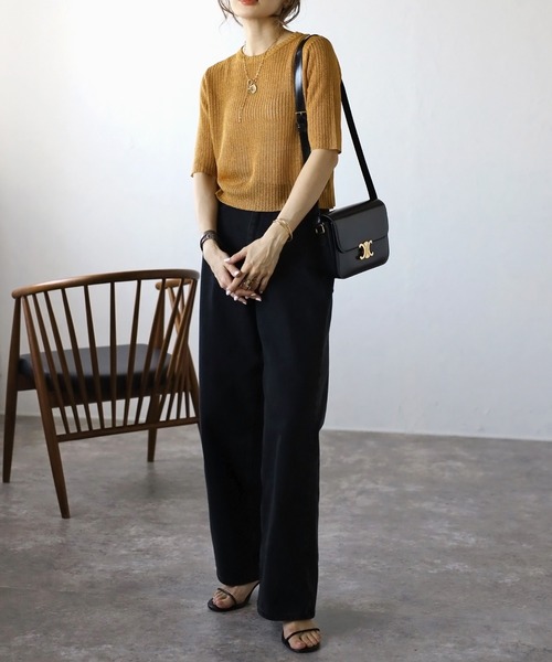 セール】五分袖ラメニットプルオーバー（ニット/セーター）｜Bonjour