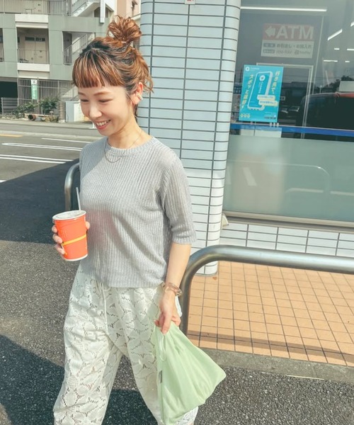 ボンジュールサガン BONJOUR SAGAN フェザーヤーンプルオーバーニット （LIGHT-BLUE） ボンジュールサガン BONJOUR SAGAN フェザーヤーンプルオーバー