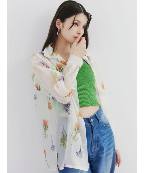 MURUA（ムルーア）の「【WEB限定】フラワーシアーシャツ（シャツ/ブラウス・レディース・アイボリー/ブラック/ピンク/ブラウン・FREE）」の5枚目の写真