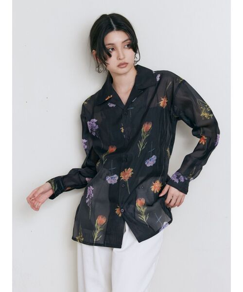 MURUA（ムルーア）の「【WEB限定】フラワーシアーシャツ（シャツ/ブラウス・レディース・アイボリー/ブラック/ピンク/ブラウン・FREE）」の21枚目の写真