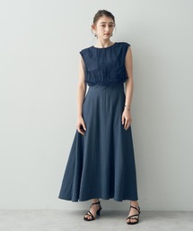 YECCA VECCA | ストライプ柄チュールレイヤードワンピース(ワンピース)