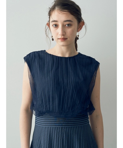 YECCA VECCA（イェッカヴェッカ）の「ストライプ柄チュールレイヤードワンピース（ワンピース・レディース・アイボリー/ブルー・S/M）」の20枚目の写真