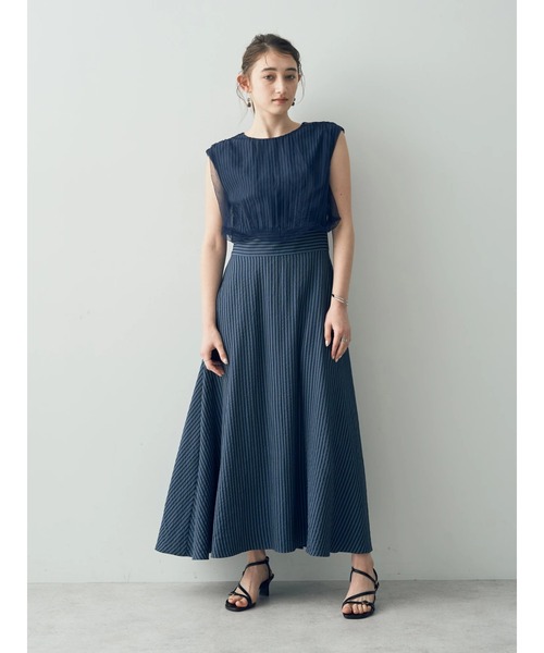 YECCA VECCA（イェッカヴェッカ）の「ストライプ柄チュールレイヤードワンピース（ワンピース・レディース・アイボリー/ブルー・S/M）」の17枚目の写真