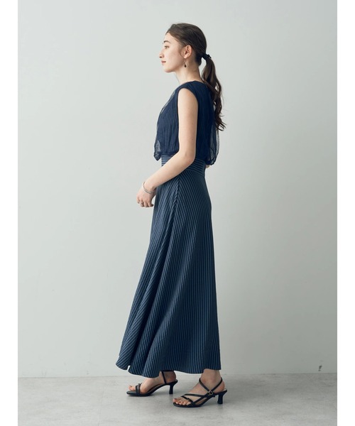 YECCA VECCA（イェッカヴェッカ）の「ストライプ柄チュールレイヤードワンピース（ワンピース・レディース・アイボリー/ブルー・S/M）」の14枚目の写真