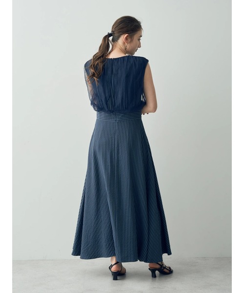 YECCA VECCA（イェッカヴェッカ）の「ストライプ柄チュールレイヤードワンピース（ワンピース・レディース・アイボリー/ブルー・S/M）」の13枚目の写真