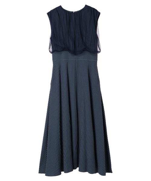 YECCA VECCA（イェッカヴェッカ）の「ストライプ柄チュールレイヤードワンピース（ワンピース・レディース・アイボリー/ブルー・S/M）」の3枚目の写真