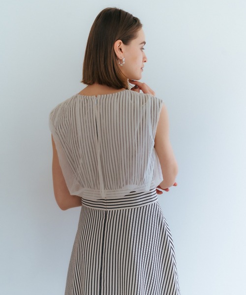 YECCA VECCA（イェッカヴェッカ）の「ストライプ柄チュールレイヤードワンピース（ワンピース・レディース・アイボリー/ブルー・S/M）」の22枚目の写真