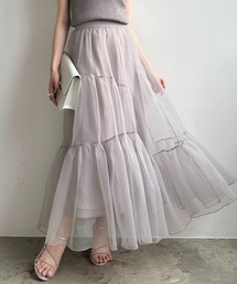 オーガンジーイレギュラーティアードスカート
