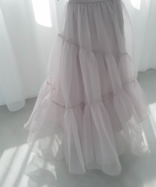 セール】オーガンジーイレギュラーティアードスカート（スカート