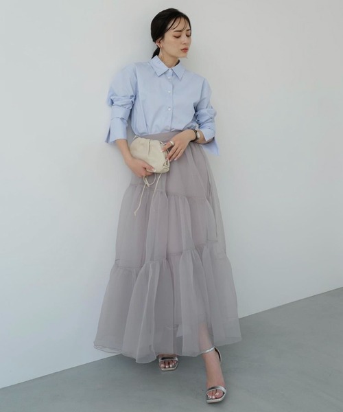 セール】オーガンジーイレギュラーティアードスカート（スカート