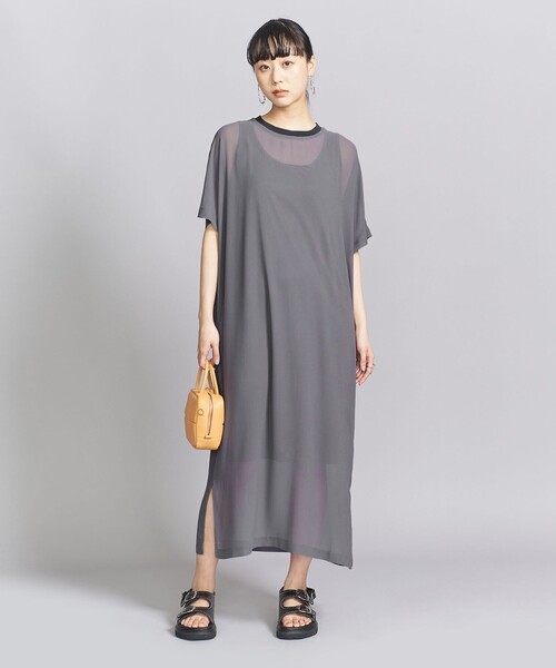 BEAUTY&YOUTH UNITED ARROWS（ビューティーアンドユースユナイテッドアローズ）の「シフォンレイヤード ドルマンスリーブ ワンピース（ワンピース・レディース・ダークブラウン/グレー/ブラック・FREE）」の8枚目の写真