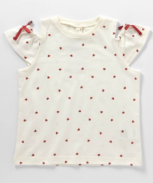 apres les cours(アプレレクール)の「【WEB限定】ドット・ハート・ボーダー オフショルTシャツ(Tシャツ/カットソー・キッズ・ピンク/オフホワイト/アイボリー/ブラック・130/120/140/110/100/90/80)」の9枚目の写真