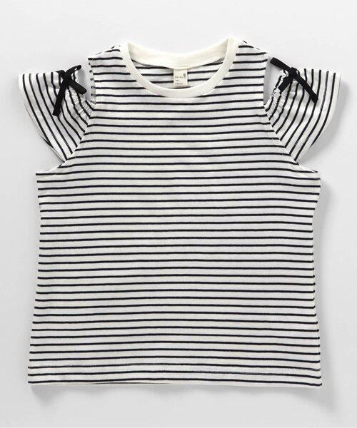 apres les cours(アプレレクール)の「【WEB限定】ドット・ハート・ボーダー オフショルTシャツ(Tシャツ/カットソー・キッズ・ピンク/オフホワイト/アイボリー/ブラック・130/120/140/110/100/90/80)」の10枚目の写真
