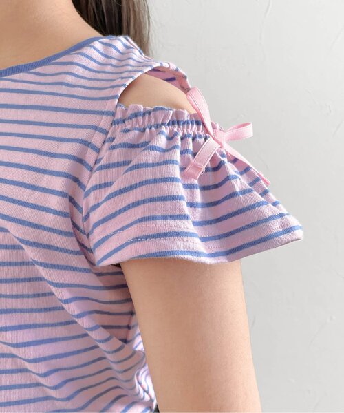 apres les cours(アプレレクール)の「【WEB限定】ドット・ハート・ボーダー オフショルTシャツ(Tシャツ/カットソー・キッズ・ピンク/オフホワイト/アイボリー/ブラック・130/120/140/110/100/90/80)」の13枚目の写真