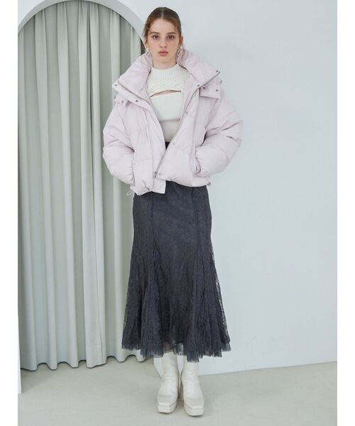 MERCURYDUO（マーキュリーデュオ）の「裾チュールバックレースアップレースマーメイドスカート（スカート・レディース・チャコールグレー/ブラウン/オフホワイト/ピンク/ライトブルー・SMALL/MEDIUM/X-SMALL）」の17枚目の写真