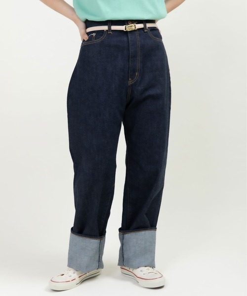 My Fav. CHILD WOMAN(マイファブチャイルドウーマン)の「11.75ozセルビッチデニム ストレートパンツ(デニムパンツ・レディース・ネイビー・38/36)」の21枚目の写真