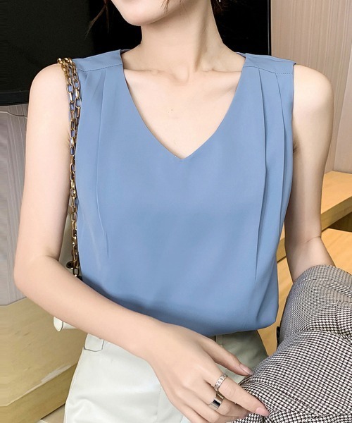 Miniministore（ミニミニストア）の「シフォンブラウス レディースタンクトップ（タンクトップ・レディース・ベージュ/ホワイト/ブラック/ブルー・FREE）」の15枚目の写真