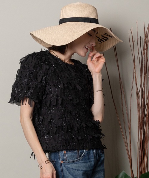 MHBG TOKYO(エムエイチビージートーキョー)の「フリンジジャガード ショートブラウス(シャツ/ブラウス・レディース・ベージュ/ブラック・FREE)」の17枚目の写真