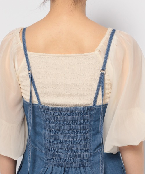 mysty woman(ミスティウーマン)の「ナローデニムキャミワンピース 128560(ワンピース・レディース・ブルー/ブラック・FREE)」の9枚目の写真