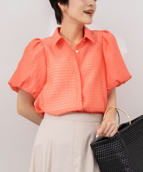 NOLLEY’S Sophi（ノーリーズソフィ）の「シアーボーダーシャツブラウス（シャツ/ブラウス・レディース・ホワイト/キャメル/オレンジ/ブラック・36/38）」の4枚目の写真